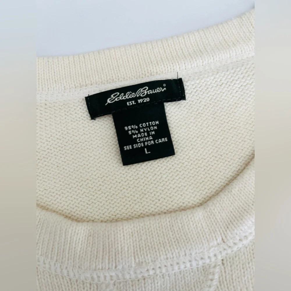 EDDIE BAUER Sweater Pullover NORDIC Snowflake Legend COTTON Blend Crew Neck LRG - Picture 2 of 10